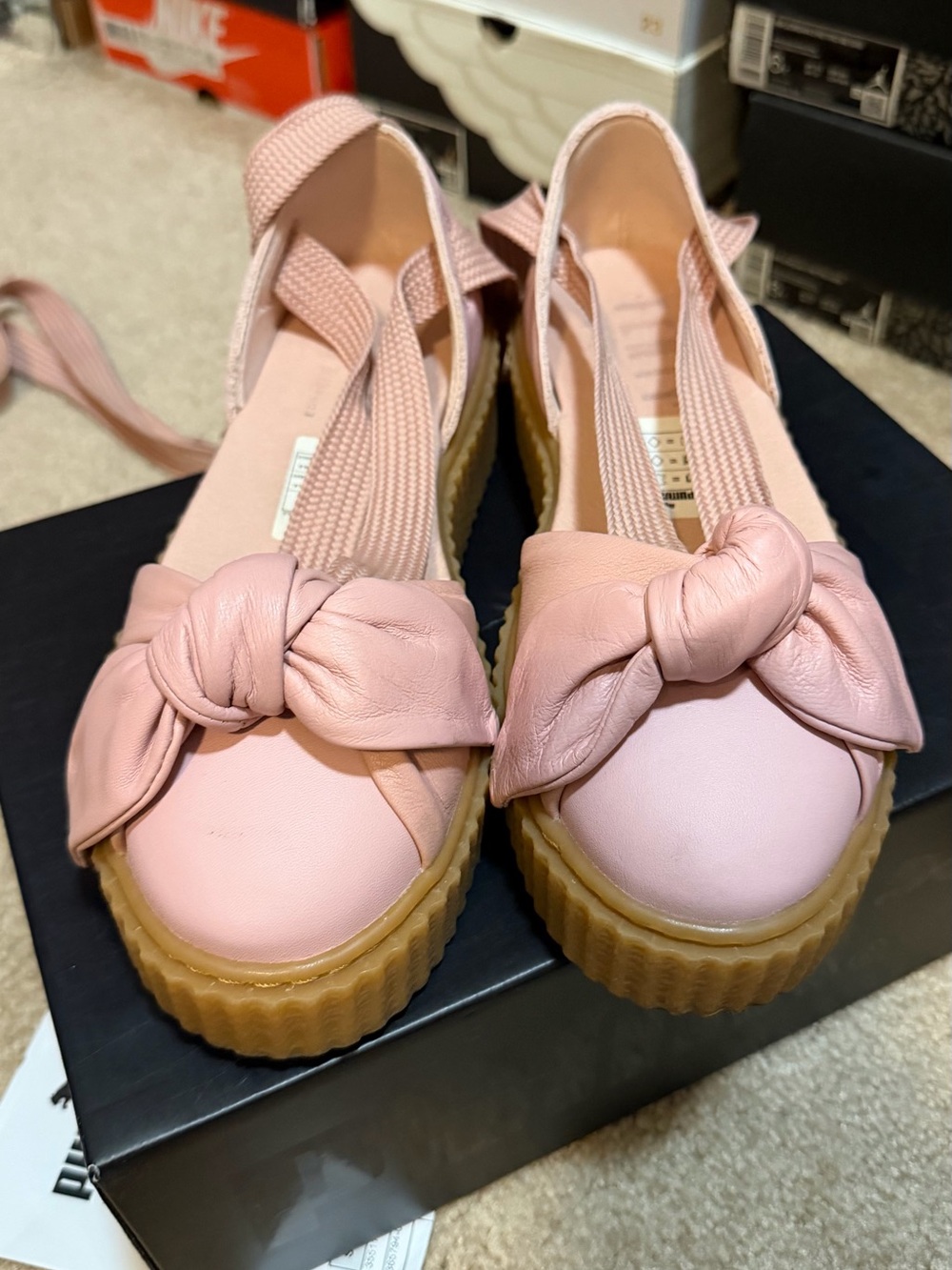 Fenty Puma Women’s Pink Knotted Espadrille Platform Strappy Shoes